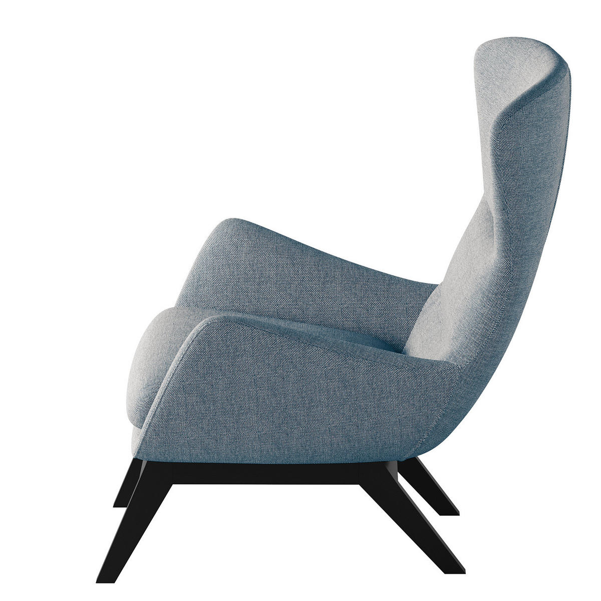 SESSEL mit Holzfüßen - Blau/Schwarz, Birkenholz/Textil (84/99/96cm) - home24