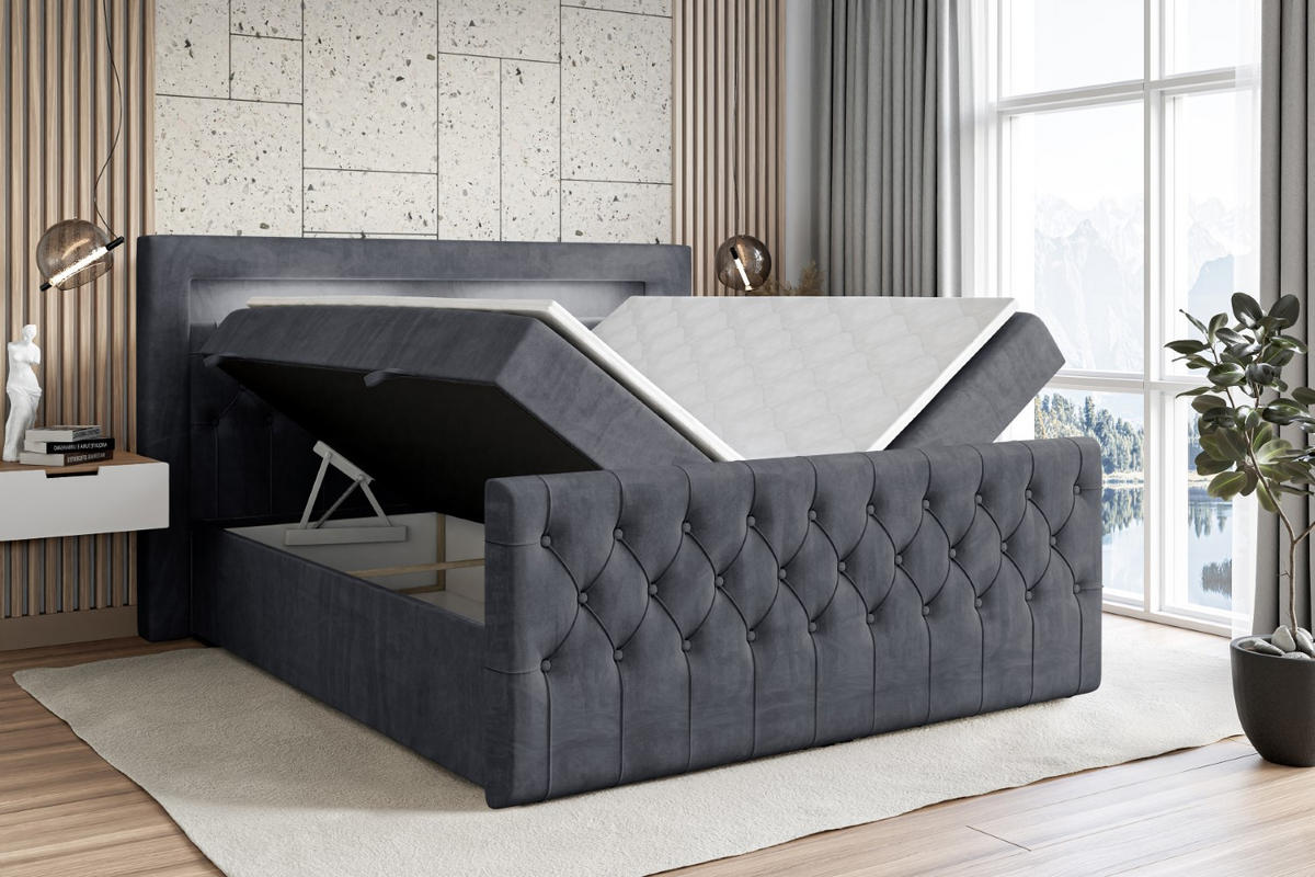 BOXBETT AURORA - 180x200 - H4 - Dunkelgrau - Dunkelgrau, Holzwerkstoff (180/200cm) - ALTDECOR