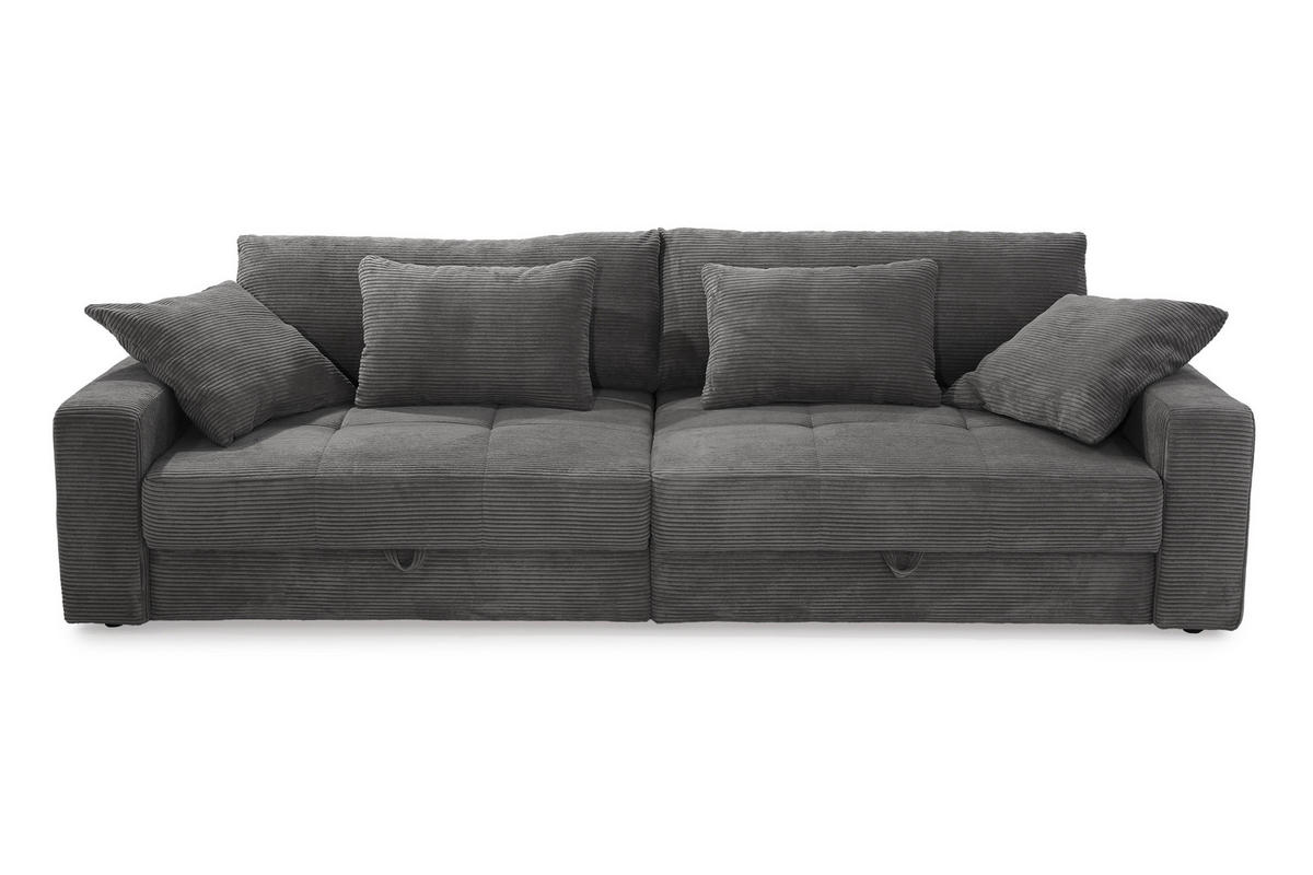 BIG-SOFA mit 2 Bettkästen, viel Stauraum, B274/T113/H84 cm, Liegefläche 103x241 cm, Cord Dunkelgrau / 15261 - Dunkelgrau, Kunststoff/Textil (284/84/113cm) - luma-home