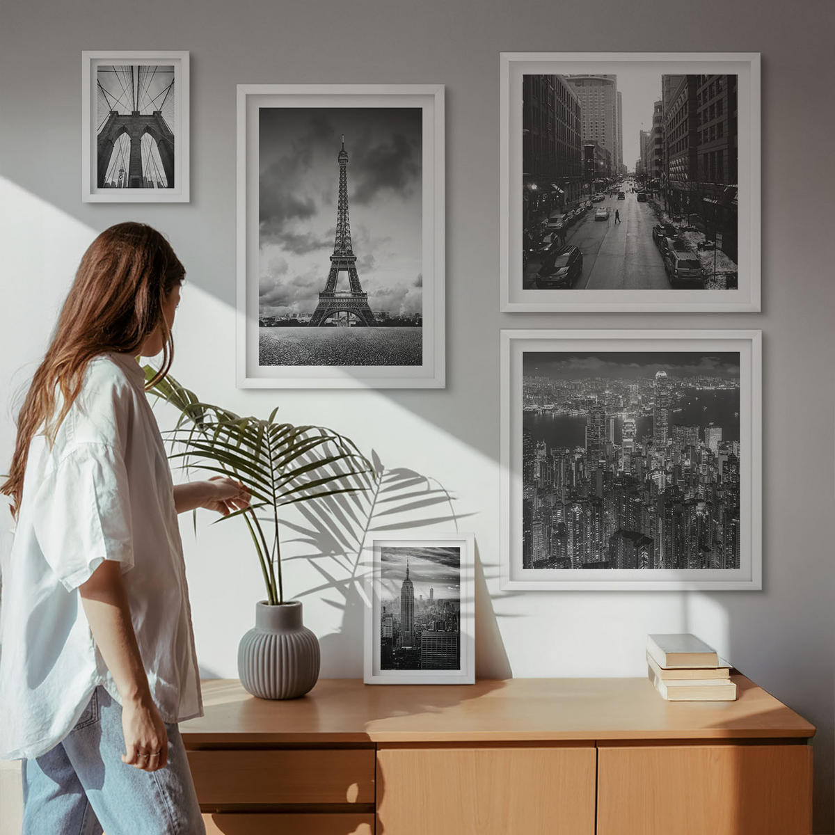 WANDBILDER 5er-Set - 50x50 cm & 20x30 cm & 40x60 cm Weißer Rahmen - Sommerstrände, Meereslandschaft - Weiß, Kunststoff (40/60cm) - ArtPrintCave