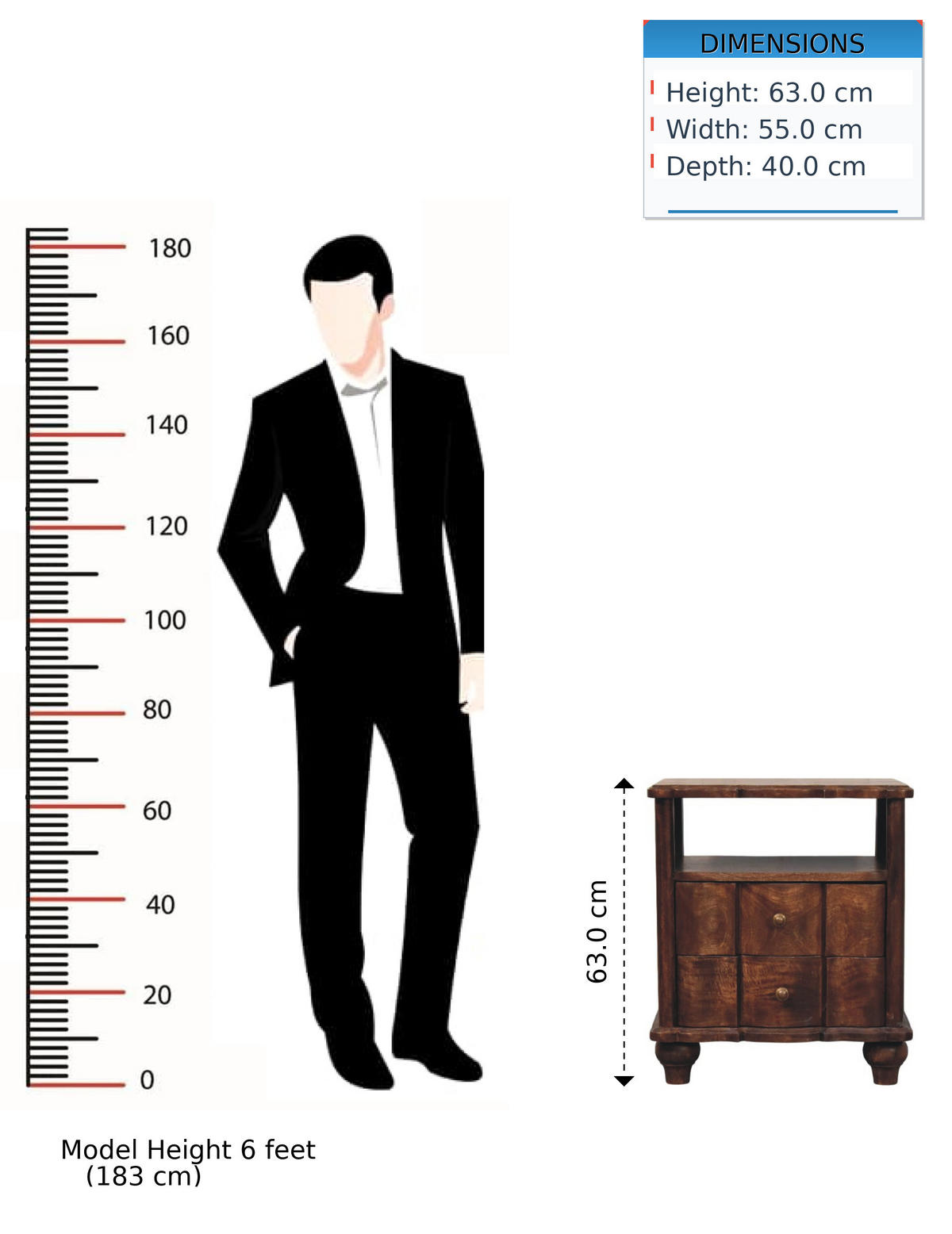 NACHTKASTEN 2 Schubladen und Offenes Regal, Dunkelbraun - Dunkelbraun/Messingfarben, Holz/Metall (55/63/40cm) - Artisan Furniture
