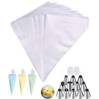 SPRITZBEUTEL Set 100 Stück mit 12 Edelstahl-Spritzdüsen - Transparent, Kunststoff (21.5/3.5/36.5cm)