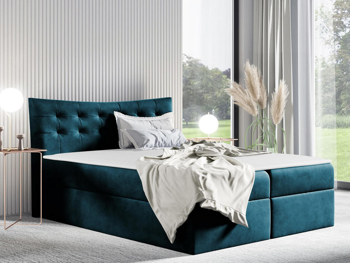 BOXBETT Havana - Türkis, Holz (140/200cm) - MIRJAN24