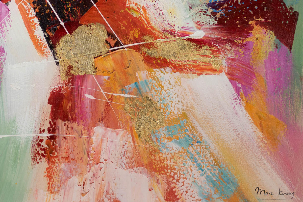 ACRYLBILD HANDGEMALT 80/80 cm - Blau/Gelb, Holz/Textil (80/80cm) - KUNSTLOFT