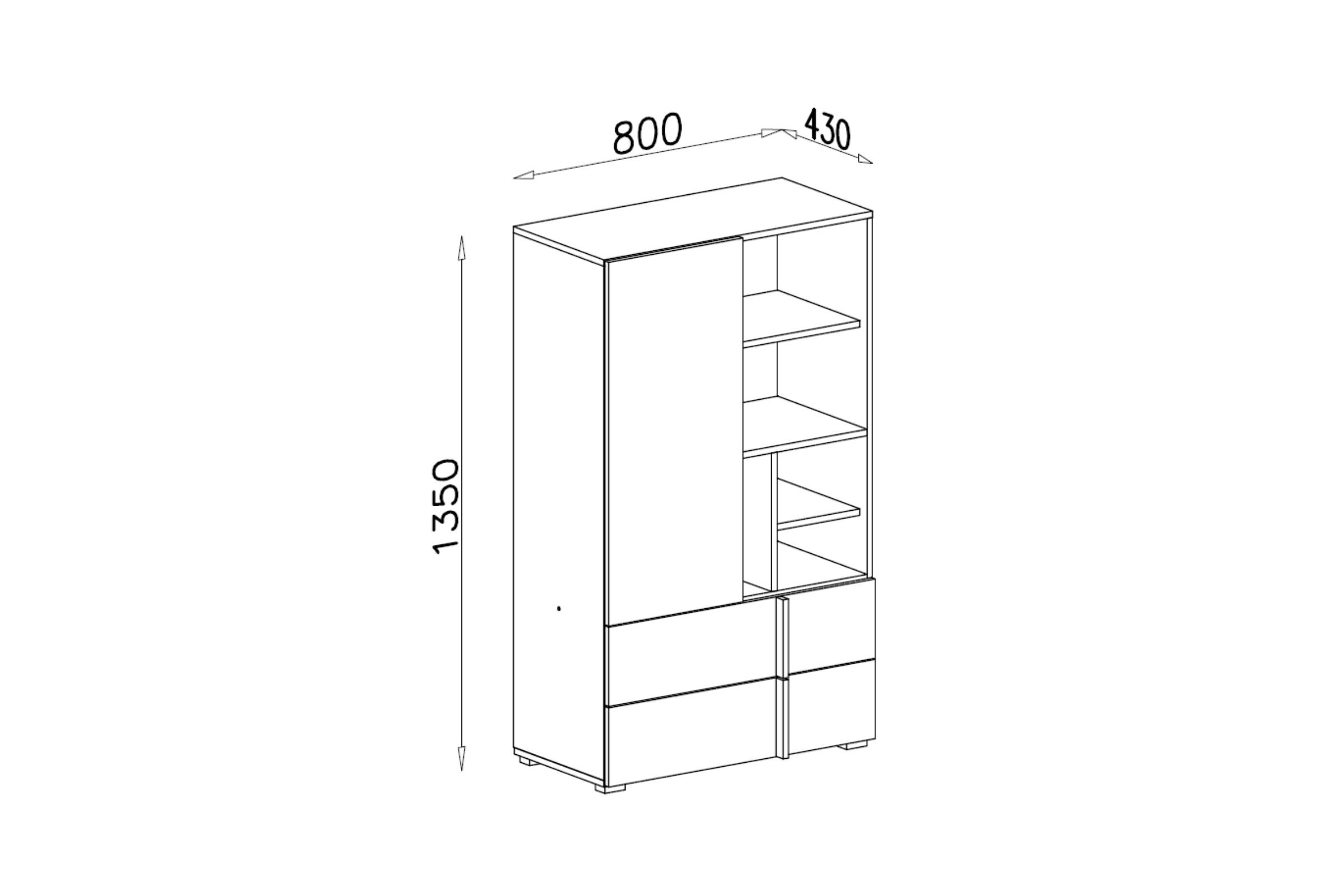 Thumbnail - Deine Möbel 24 Kinderregal, Eiche, Weiß, Anthrazit, Holzwerkstoff, 80x135x43 cm, Kinder- & Jugendzimmer, Kindermöbel, Ki...