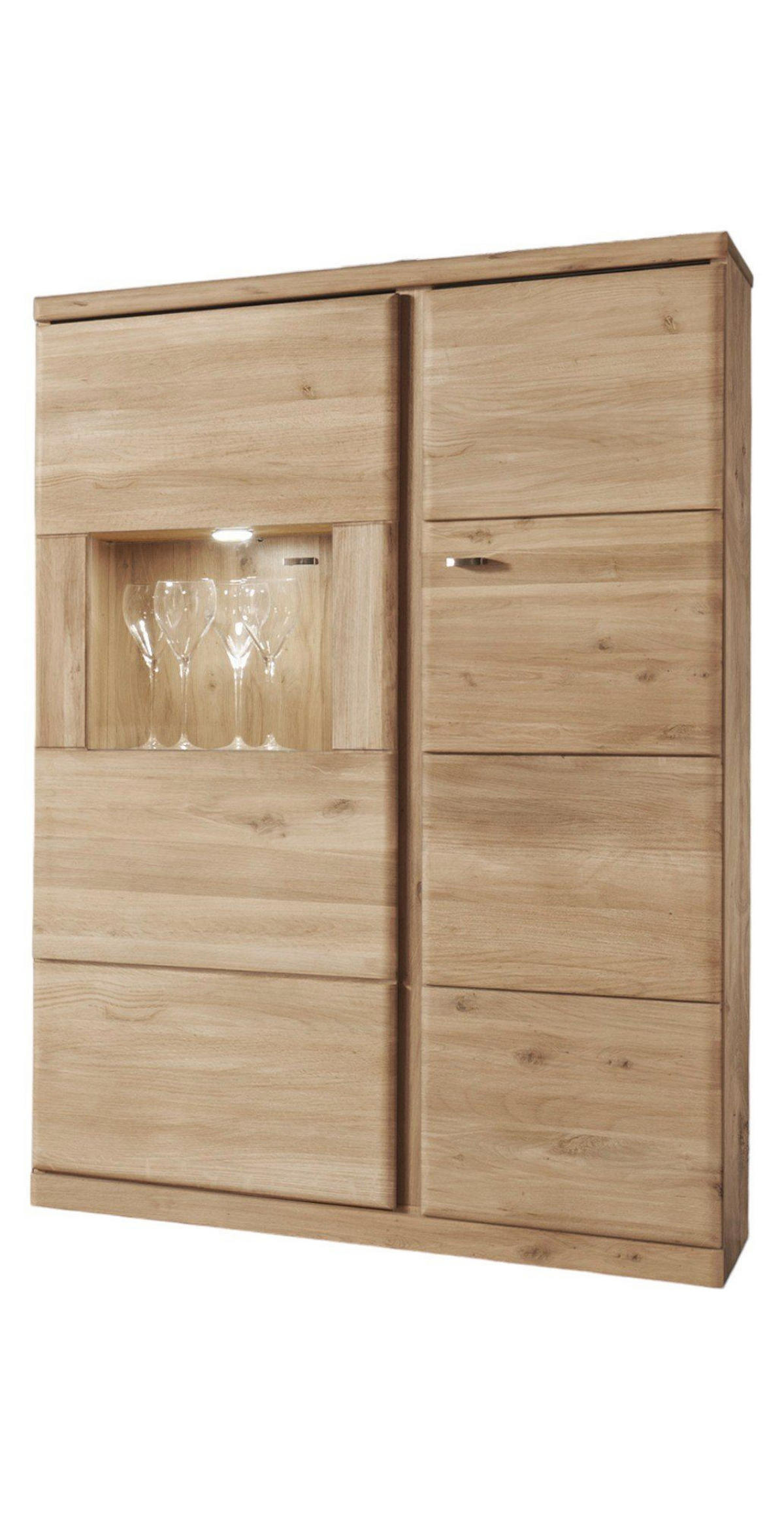 WOHNZIMMERSCHRANK Teilmassiv Ianisha 305x210x46 Wohnwand Wildeiche Bianco geölt - Naturfarben, Holz (305/210/46cm) - 58aufmkessel