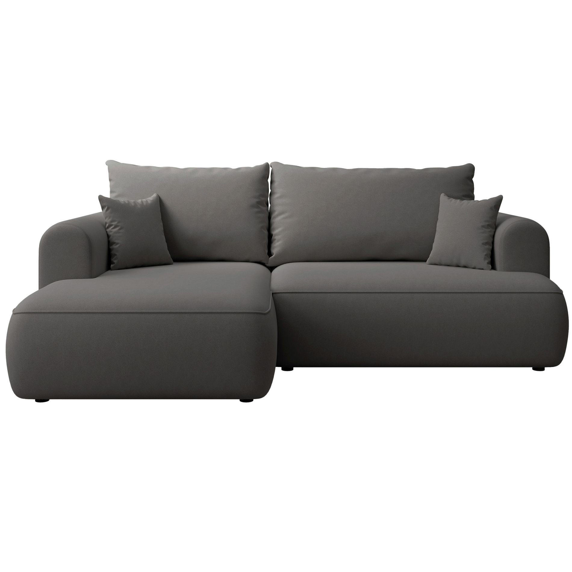 ECKSCHLAFSOFA Ovo Mini Dunkelgrau Easy-Clean-Samtbezug - Dunkelgrau/Schwarz, Kunststoff/Textil (238/156cm) - Selsey
