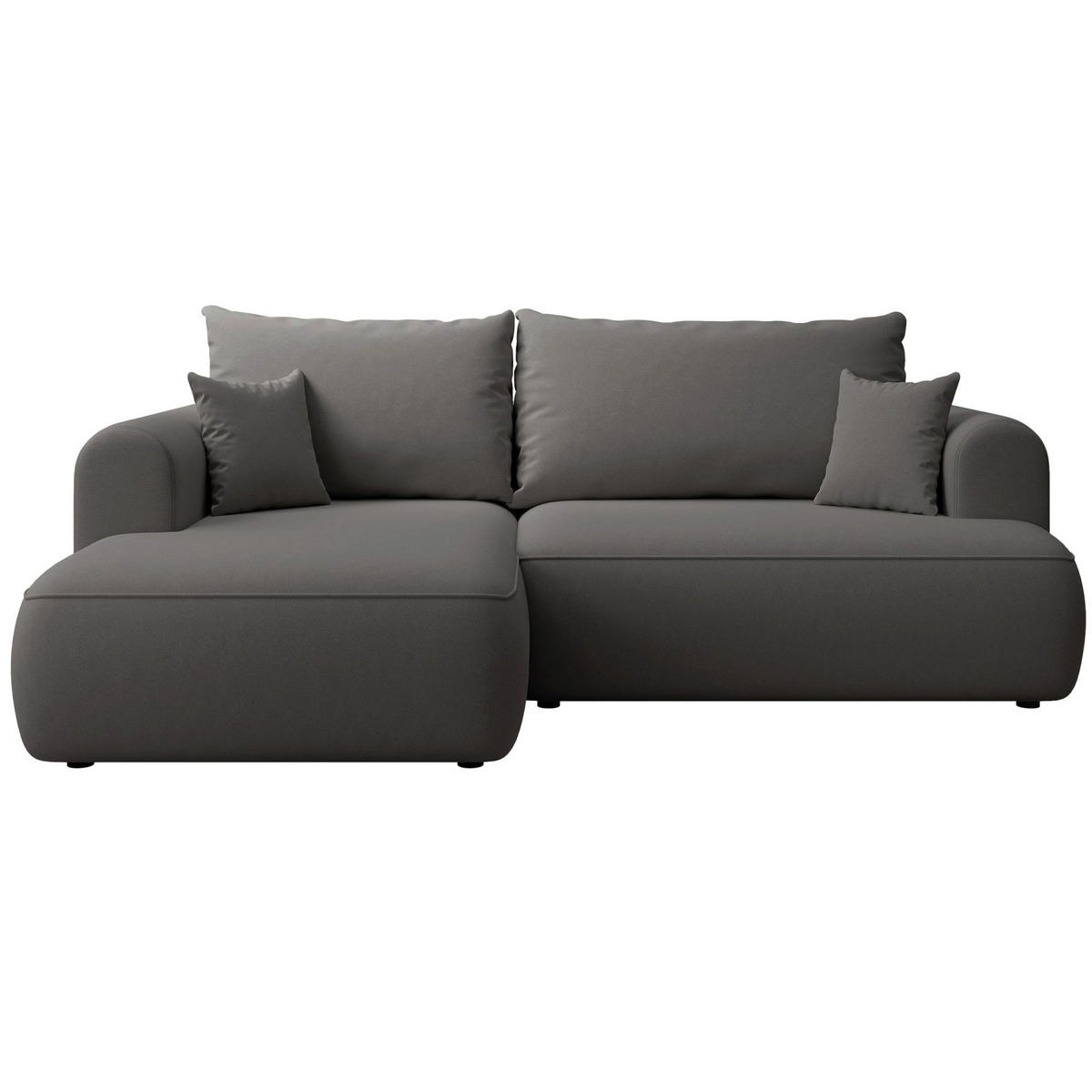 ECKSCHLAFSOFA Ovo Mini Dunkelgrau Easy-Clean-Samtbezug - Dunkelgrau/Schwarz, Kunststoff/Textil (238/156cm) - Selsey