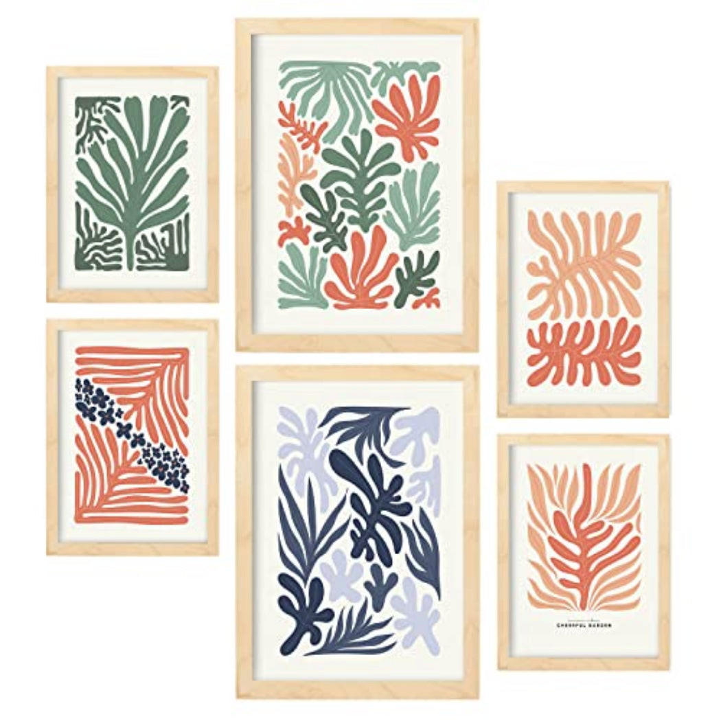 POSTER Set Mit 6 Minimalistischen In Pastellfarben Pflanzenmuster Drucke Von Landschaften Und Natur Für A3 & A4 Rahmen Aus Hellem Holz - Beige, Papier (29/3cm) - Nacnic
