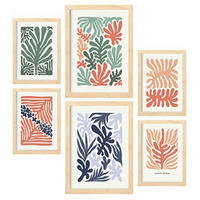 POSTER Set Mit 6 Minimalistischen In Pastellfarben Pflanzenmuster Drucke Von Landschaften Und Natur Für A3 & A4 Rahmen Aus Hellem Holz - Beige, Papier (29/3cm) - Nacnic