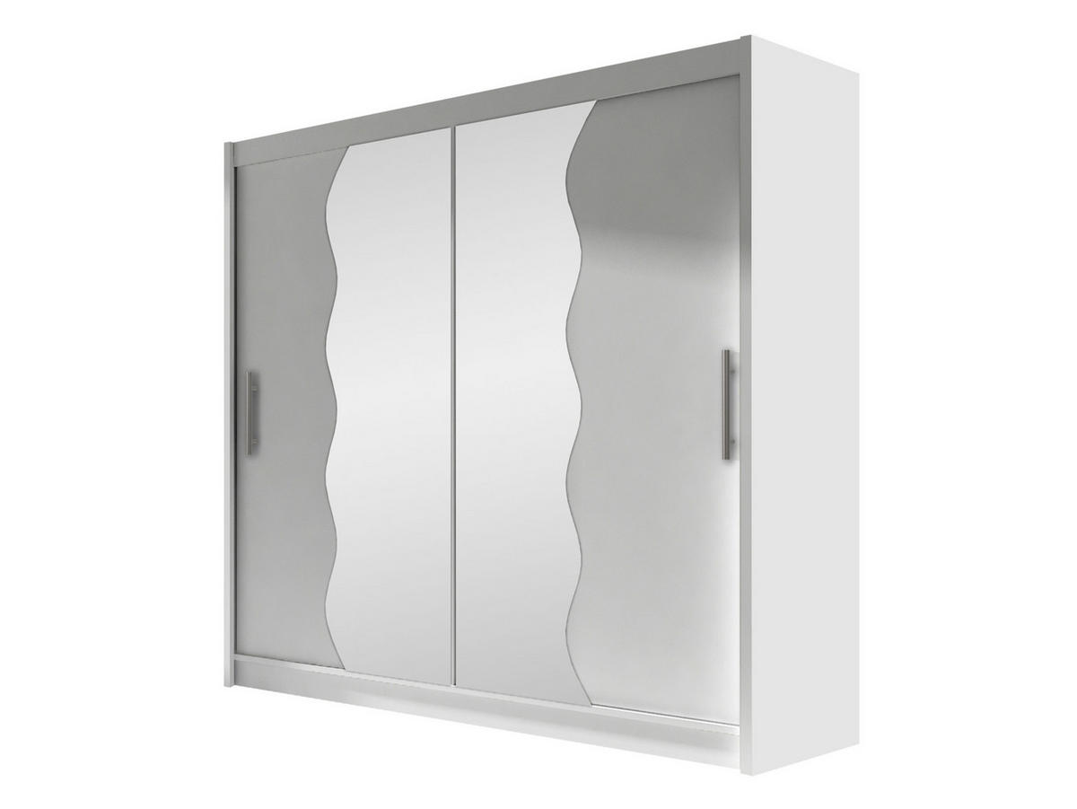 KLEIDERSCHRANK London X - Silberfarben/Weiß, Holzwerkstoff/Kunststoff (180/215/58cm) - MIRJAN24