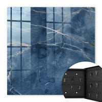 SCHLÜSSELBOX Schwarz 30x30 cm- Türöffnung nach rechts - Blauer Marmor - Blau, Metall (30/30/5cm) - TULUP