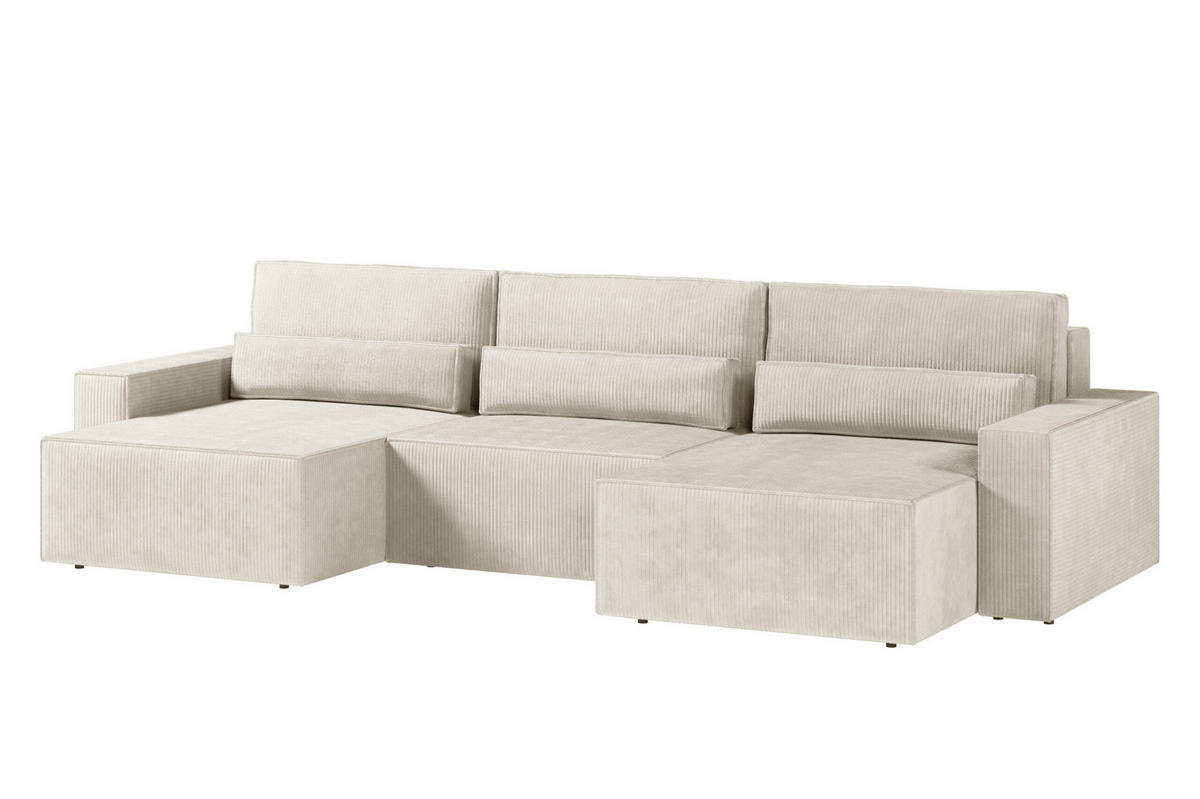 WOHNLANDSCHAFT DENVER U mini - Weiß - Weiß, Holzwerkstoff (350/92/162cm) - Möblo