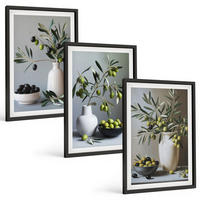 BILDER SET 3er Set - 40x60 cm Schwarzer Rahmen - Oliven in schlichten Vasen - Schwarz, Kunststoff (40/60cm) - TULUP