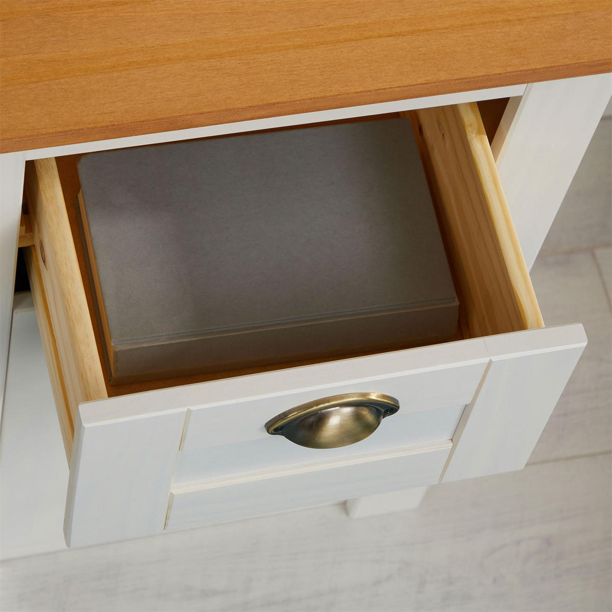 NACHTTISCH BOLTON - Weiß/Braun, Holz (43/70/35cm) - IDIMEX