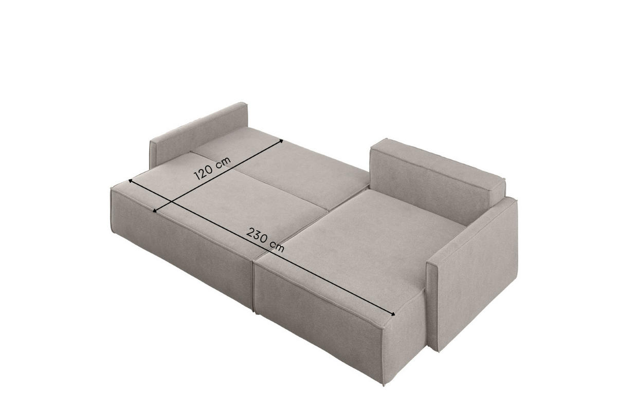 SCHLAFSOFA Carlos L-Form, Ecksofa Mit Bettkasten Und Schlaffunktion Stoff Salvador Rechts Hellbeige - Creme, Holz/Textil (250/83/142cm) - Kaiser Möbel