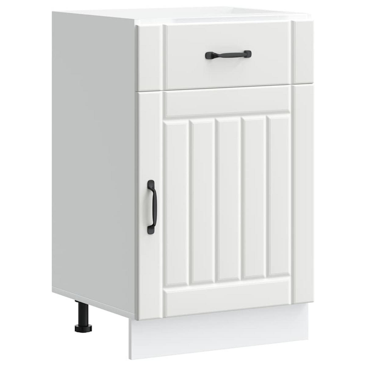 KÜCHENUNTERSCHRANK Lucca mit Tür, Schublade 50/46/81,5 cm aus Holzwerkstoff Weiß - Weiß, Holz (50/81.5/46cm) - vidaXL