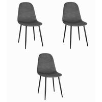 ESSZIMMERSTUHL 3-er Set COMO dunkelgrauer Sitz - Dunkelgrau, Textil (44.5/87.5/50.5cm) - Valora