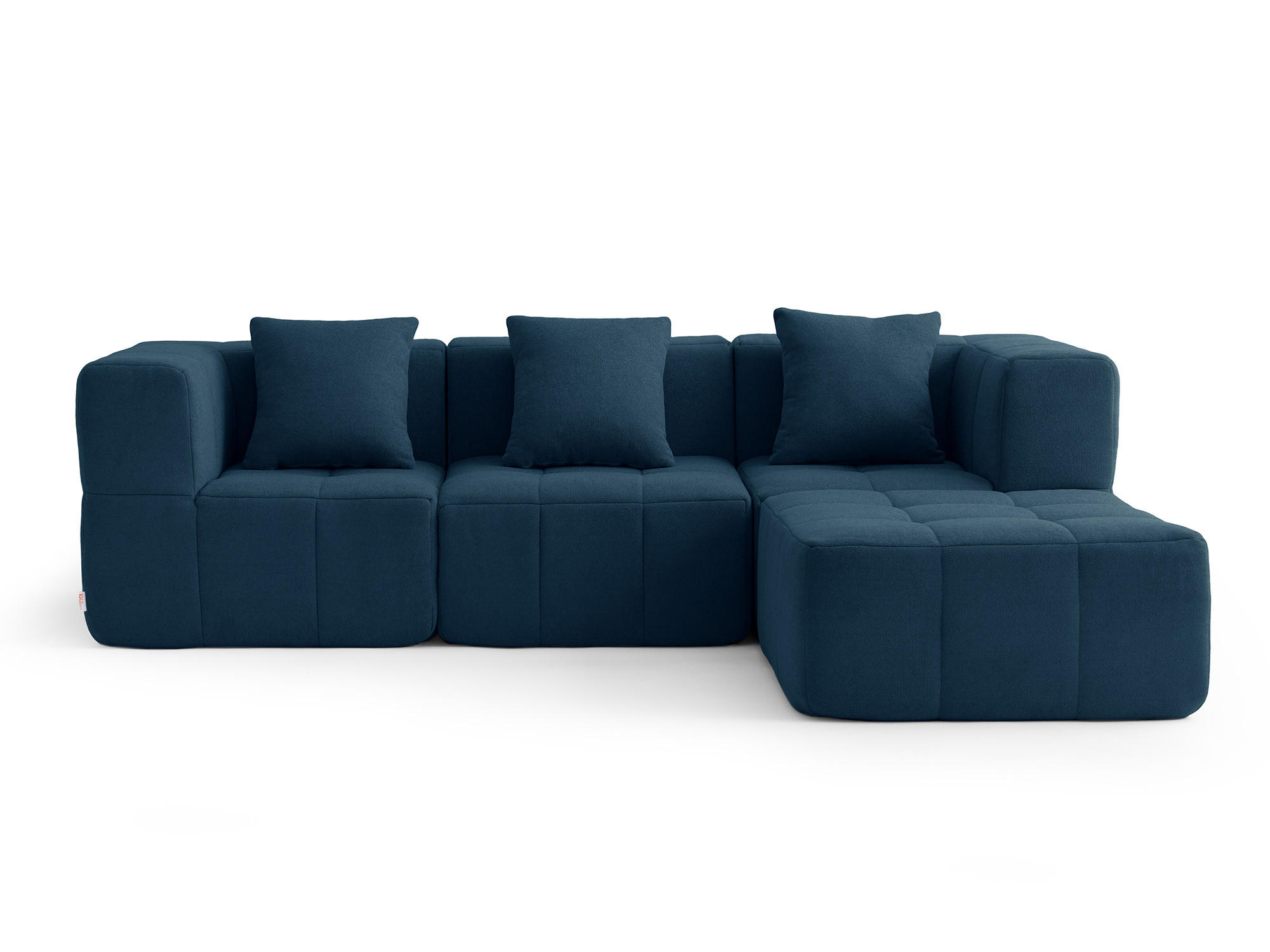 ECKSOFA Bouclé-Stoff Tiefblau - Blau, Textil (260/190cm) - MILYsofa