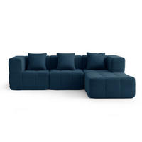 ECKSOFA Bouclé-Stoff Tiefblau - Blau, Textil (260/190cm) - MILYsofa