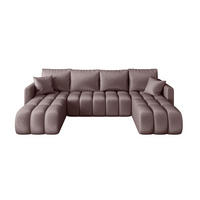 WOHNLANDSCHAFT GARDA U-Form dunkelrosa Velours Monolith 62 - Schlaffunktion, Bettkasten - Pink, Textil (305/88/150cm) - Cornero