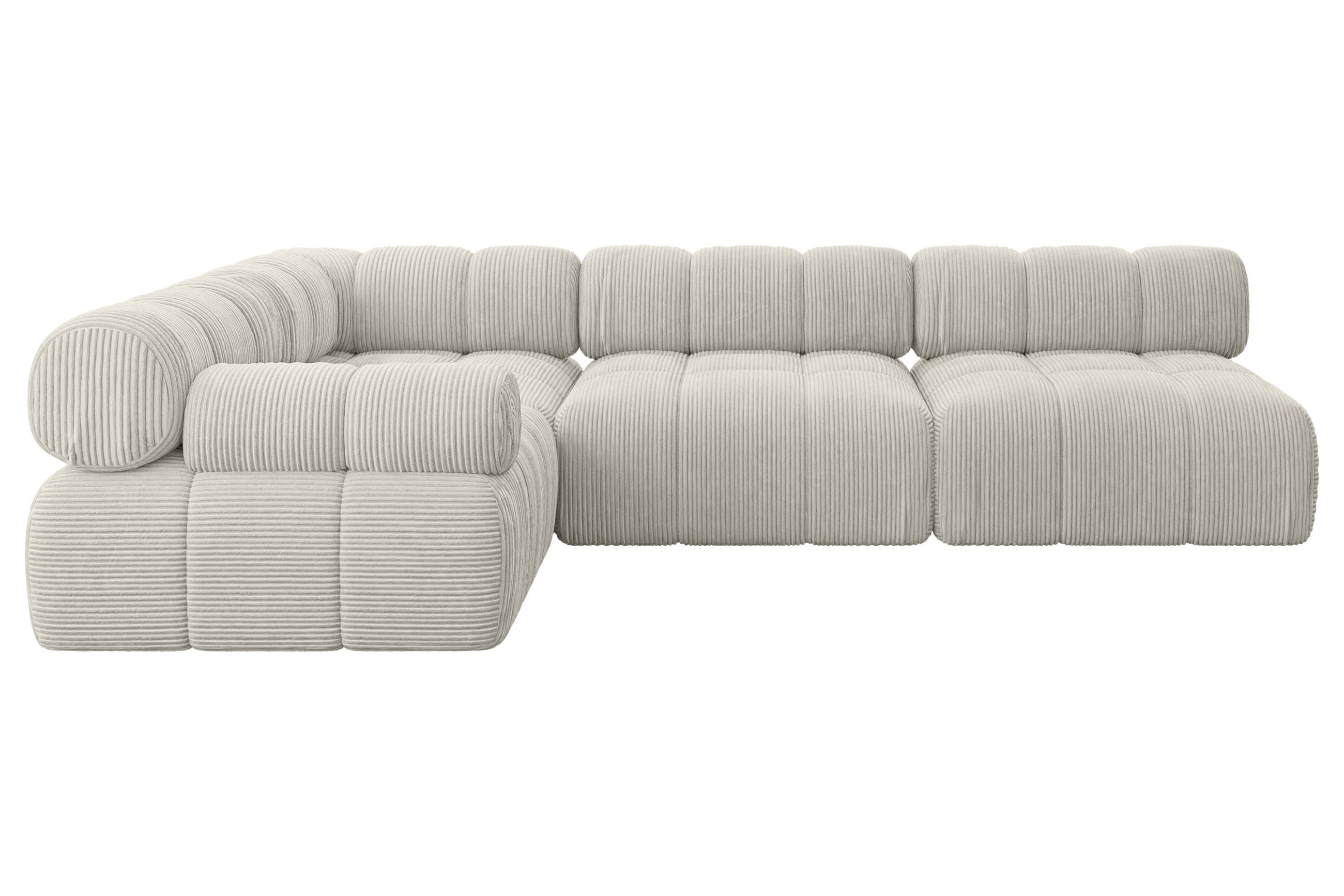 ECKSOFA modulares Sofa Mende-L2 - 285x190x70 cm Creme Cord - Hellgrau/Creme, Holzwerkstoff/Textil (285/190cm) - ALTDECOR