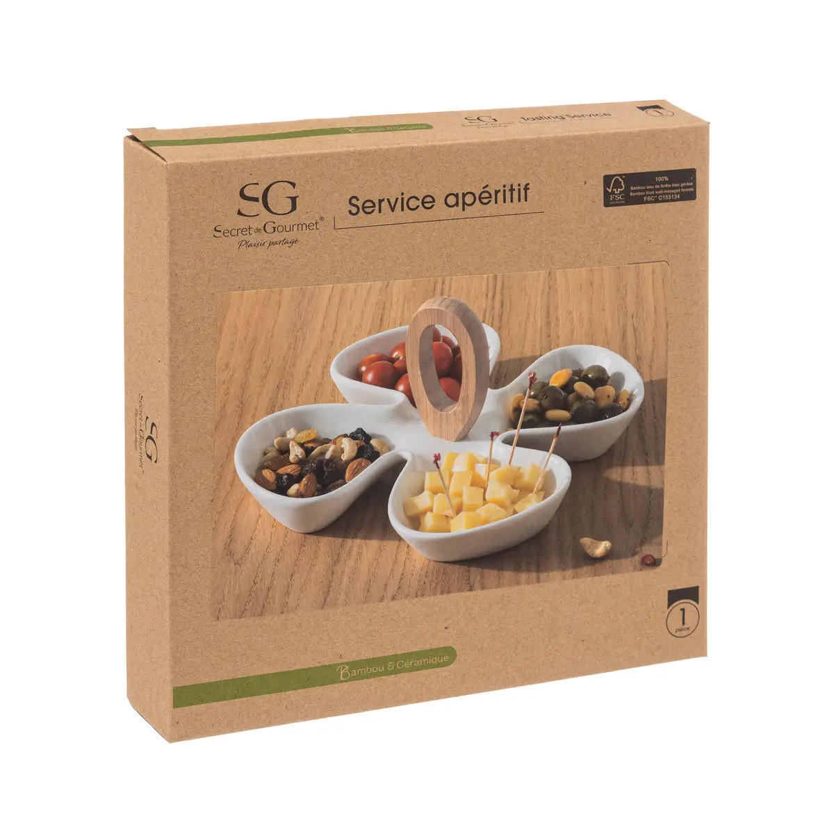 SERVIERGESCHIRR 4 Schalen Blume Weiß 28/28/12 cm - Weiß, Keramik (28/12/28cm) - Secret de Gourmet