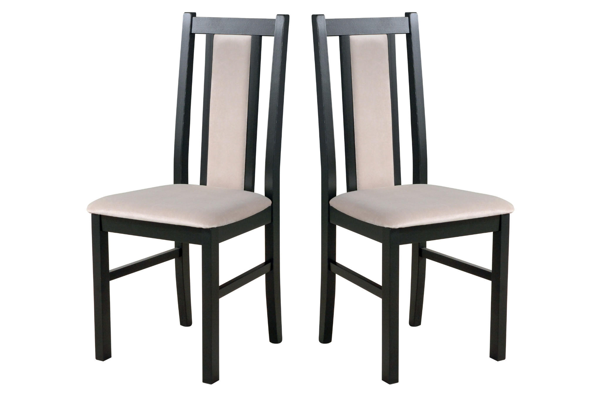 STUHL 2er Set BOS 14, schwarz - Beige/Schwarz, Holz (43/94/40cm) - Leaf Design