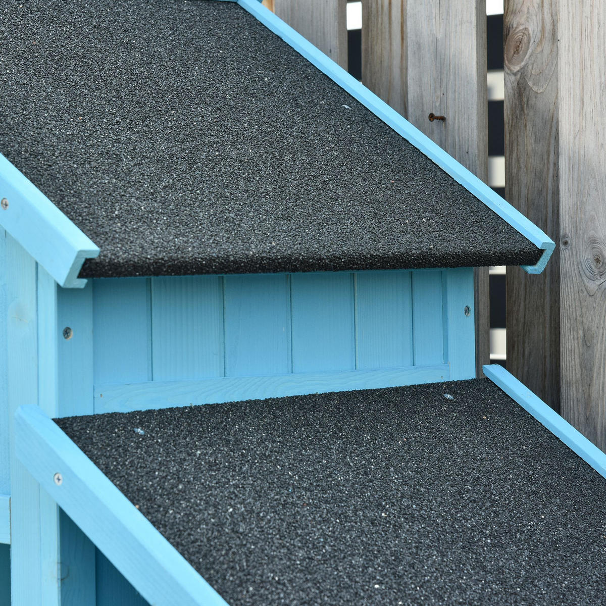 GARTENHAUS Geräteschuppen mit Brennholzlagerraum Asphaltdach, Tannenholz, Himmelblau - Blau, Holz (54/5/130cm) - Outsunny