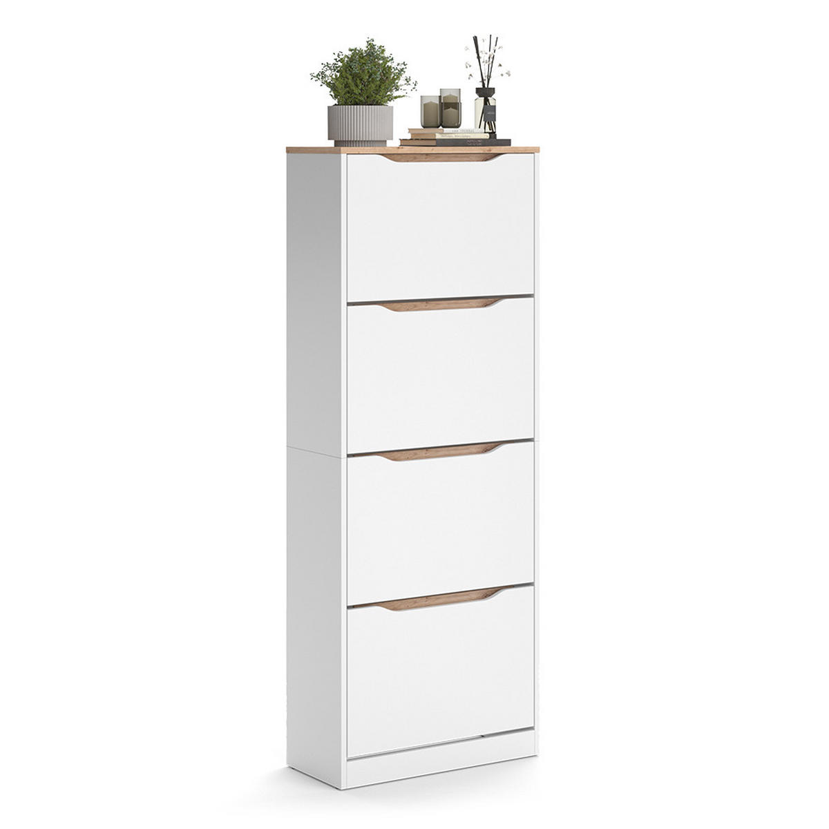 BOTNÍK NA BOTY Ruben, Bílá/Řemeslný dub, 60.2 x 157.2 cm se 4 výklopnými přihrádkami - bílá/dub artisan, kompozitní dřevo (60.2/157.2/27.1cm) - Vicco