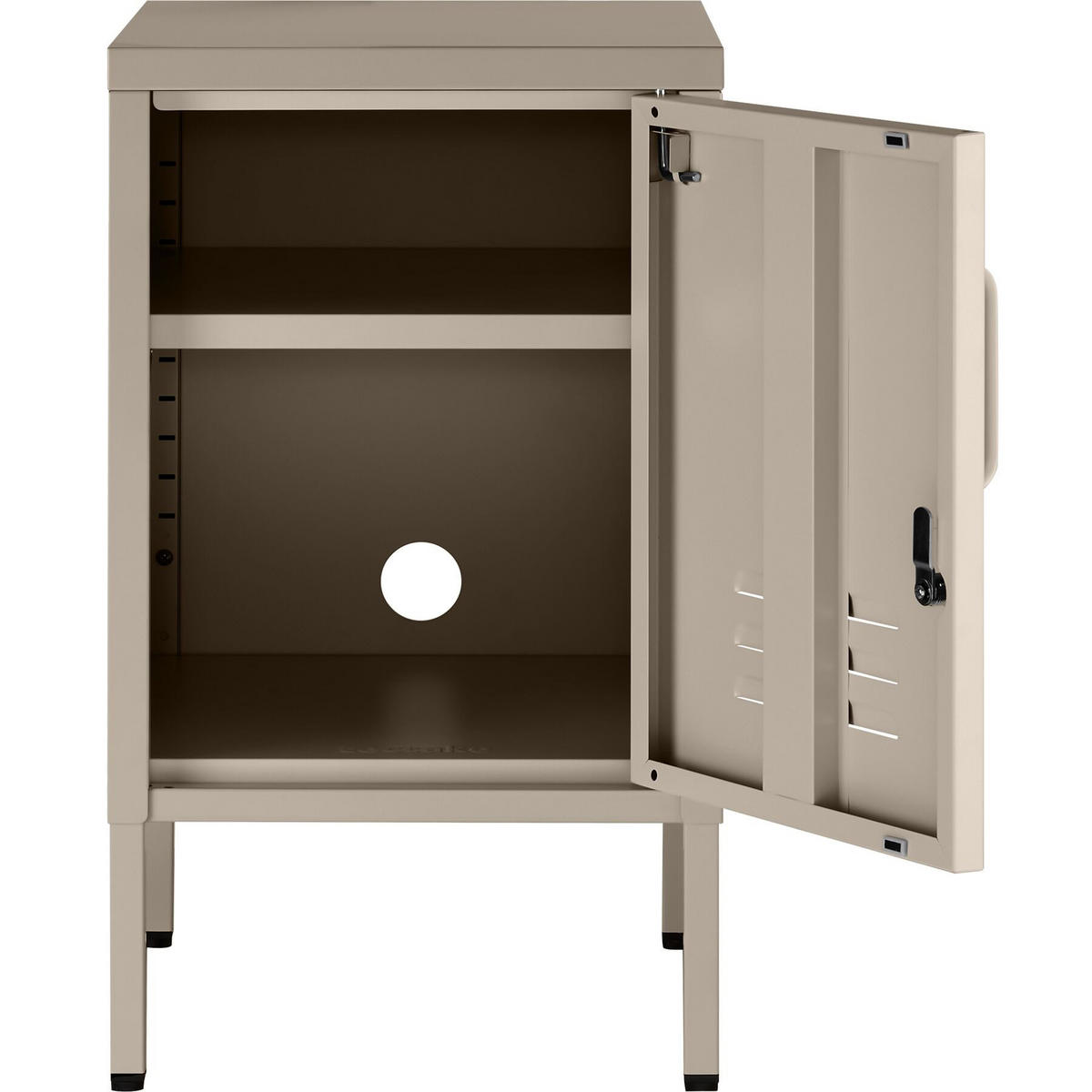 NACHTSCHRANK Baker, Kippschutz, höhenverstellbare Füße, taupe - Taupe, Metall (35/60.5/42.5cm) - tectake
