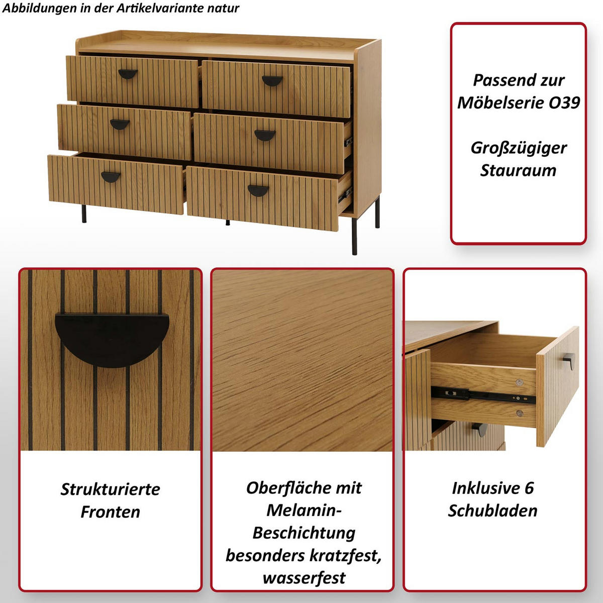 KOMODA Černá - černá, dřevo (120/80/44cm) - MCW