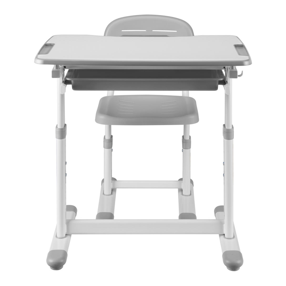 KINDERSCHREIBTISCH-SET 2 TLG. Sala - Weiß/Grau, Holzwerkstoff/Kunststoff (66.5/54/47.5cm) - [en.casa]