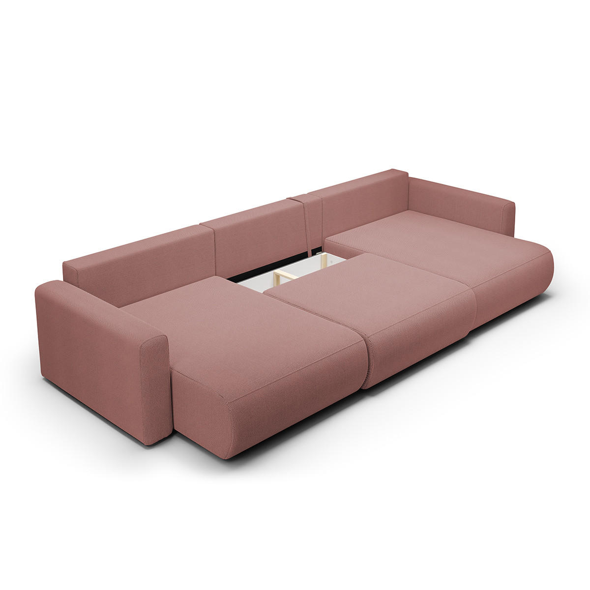 PANORAMASOFA Evy 4 Sitzplätze Rose - Pink, Holz (340/82/149cm) - Petits-meubles