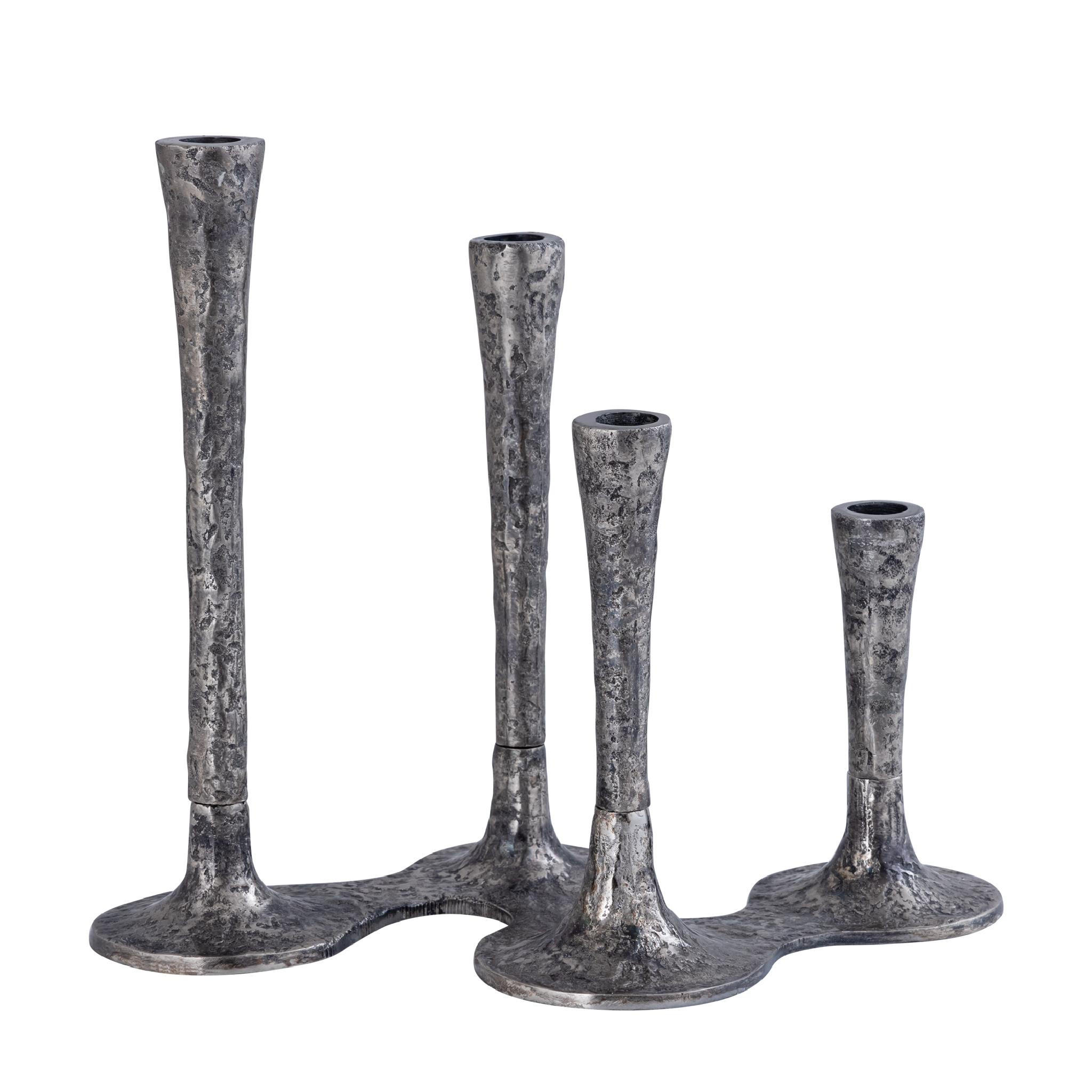 KERZENHALTER Lynette Silber 34/21/30cm - Silberfarben, Metall (21/30/34cm) - PTMD Collection