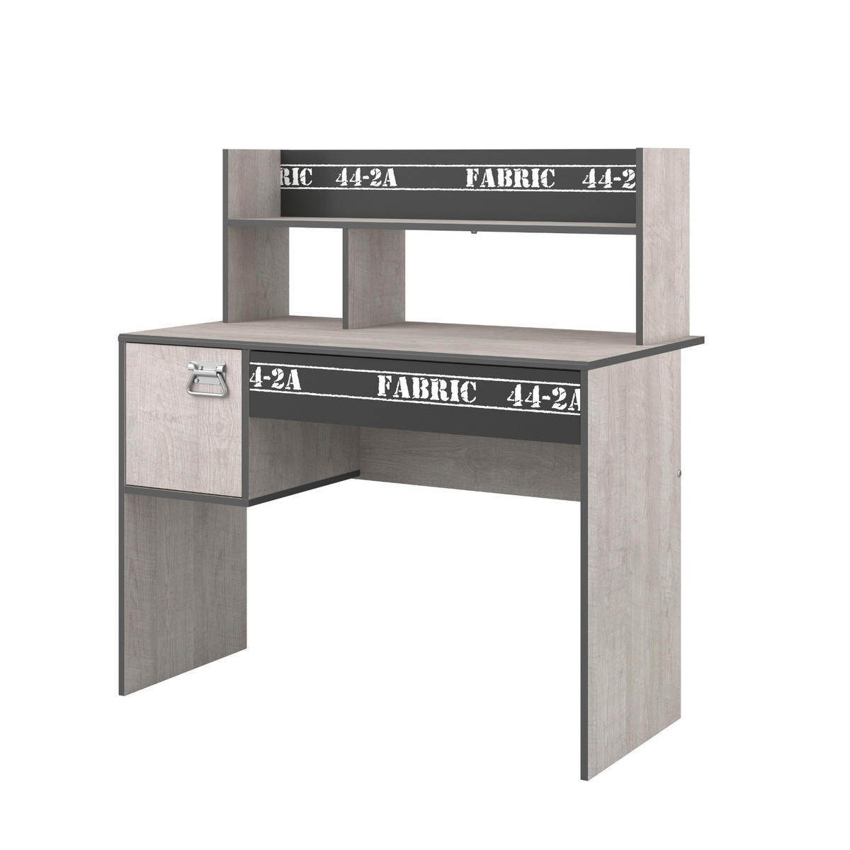 KINDERZIMMER Set 4-tlg Kleiderschrank Schreibtisch Stauraumbett 90x200 - Chromfarben/Eschefarben, Holz/Holzwerkstoff (207/182/99cm) - Parisot Meuble