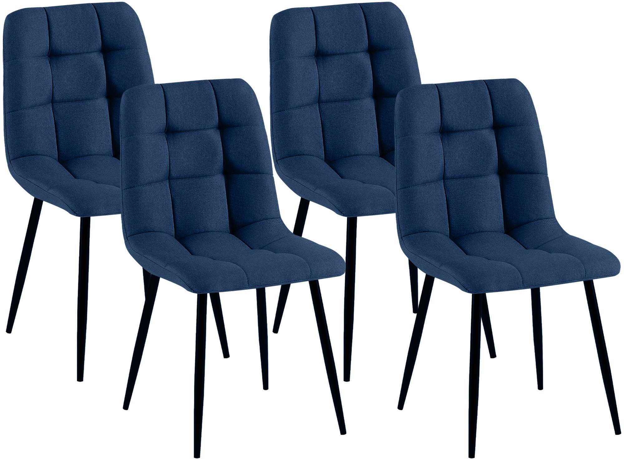 STUHL 4er Set Stoff Blau - Blau/Schwarz, Textil/Metall (45/84/55cm) - CLP