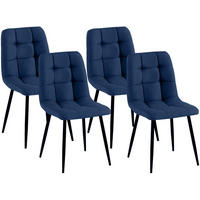 STUHL 4er Set Stoff Blau - Blau/Schwarz, Textil/Metall (45/84/55cm) - CLP