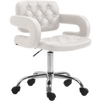 DREHSTUHL Lederlook weiß - Chromfarben/Weiß, Textil/Metall (62/78/55cm) - CLP