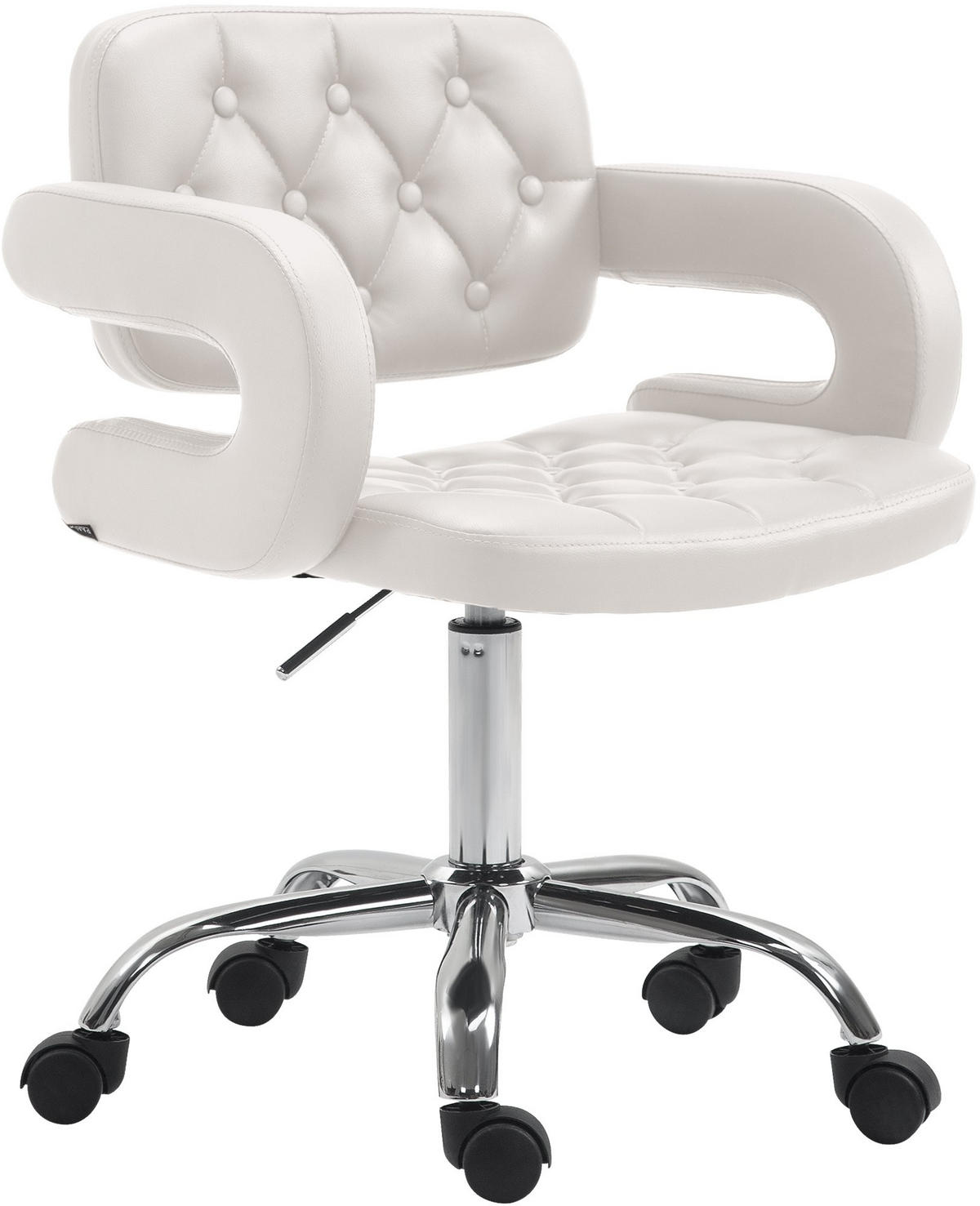 DREHSTUHL Lederlook weiß - Chromfarben/Weiß, Textil/Metall (62/78/55cm) - CLP