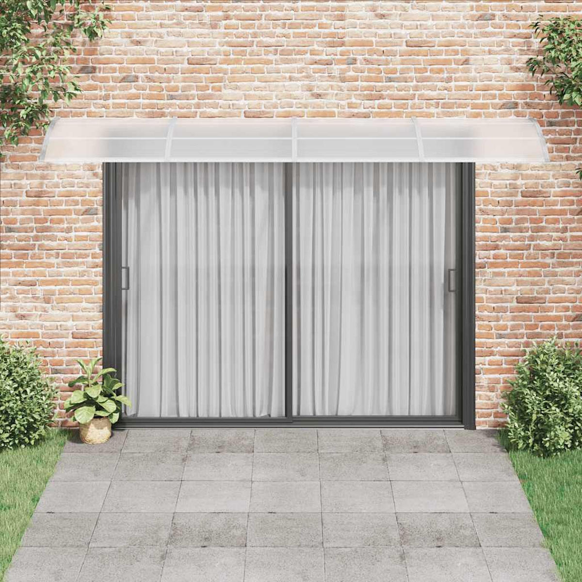 TÜRVORDACH Grau 400/100 Cm Polycarbonat - Grau, Kunststoff (100/25/400cm) - vidaXL