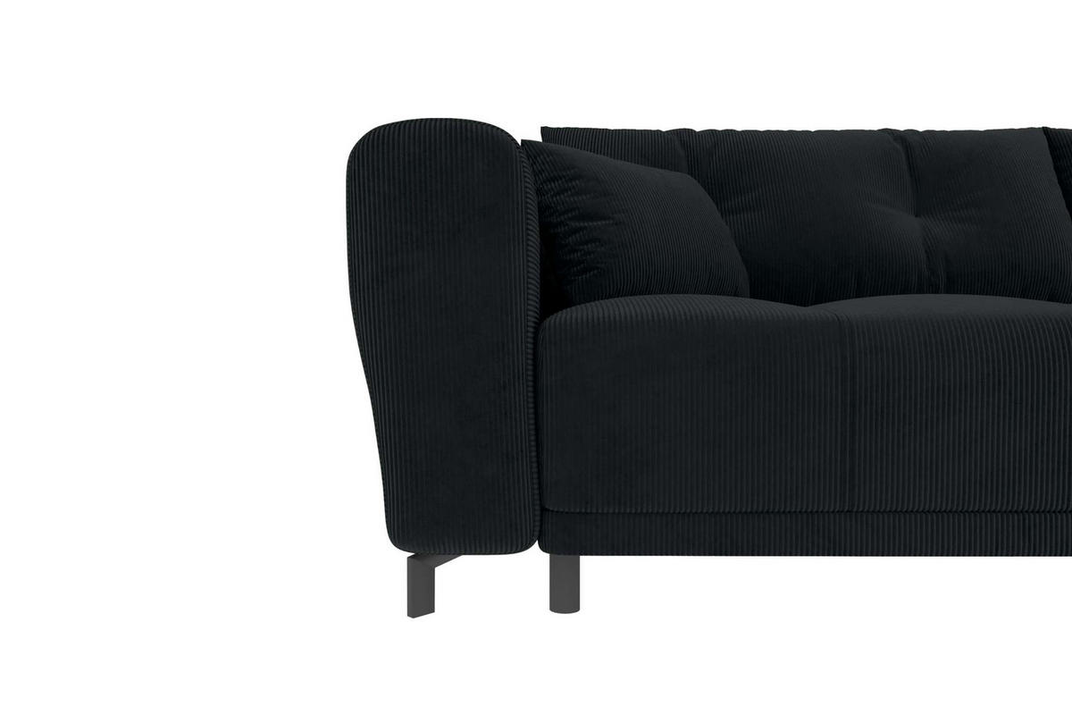 ECKSOFA Massimo Cordstoff Schwarz inkl. Schlaffunktion Rechts - Schwarz, Textil/Metall (246/177cm) - 99rooms