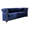 CHESTERFIELD-SOFA 3-sitzer Lauren Marineblau Samt - Dunkelblau/Braun, Holz/Textil (203/72/86cm) - S-Style Möbel