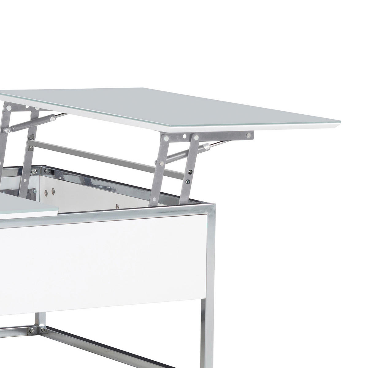 COUCHTISCH - Glas - Weiß / Chrom - Chromfarben/Weiß, Glas/Holzwerkstoff (80/130/40cm) - home24