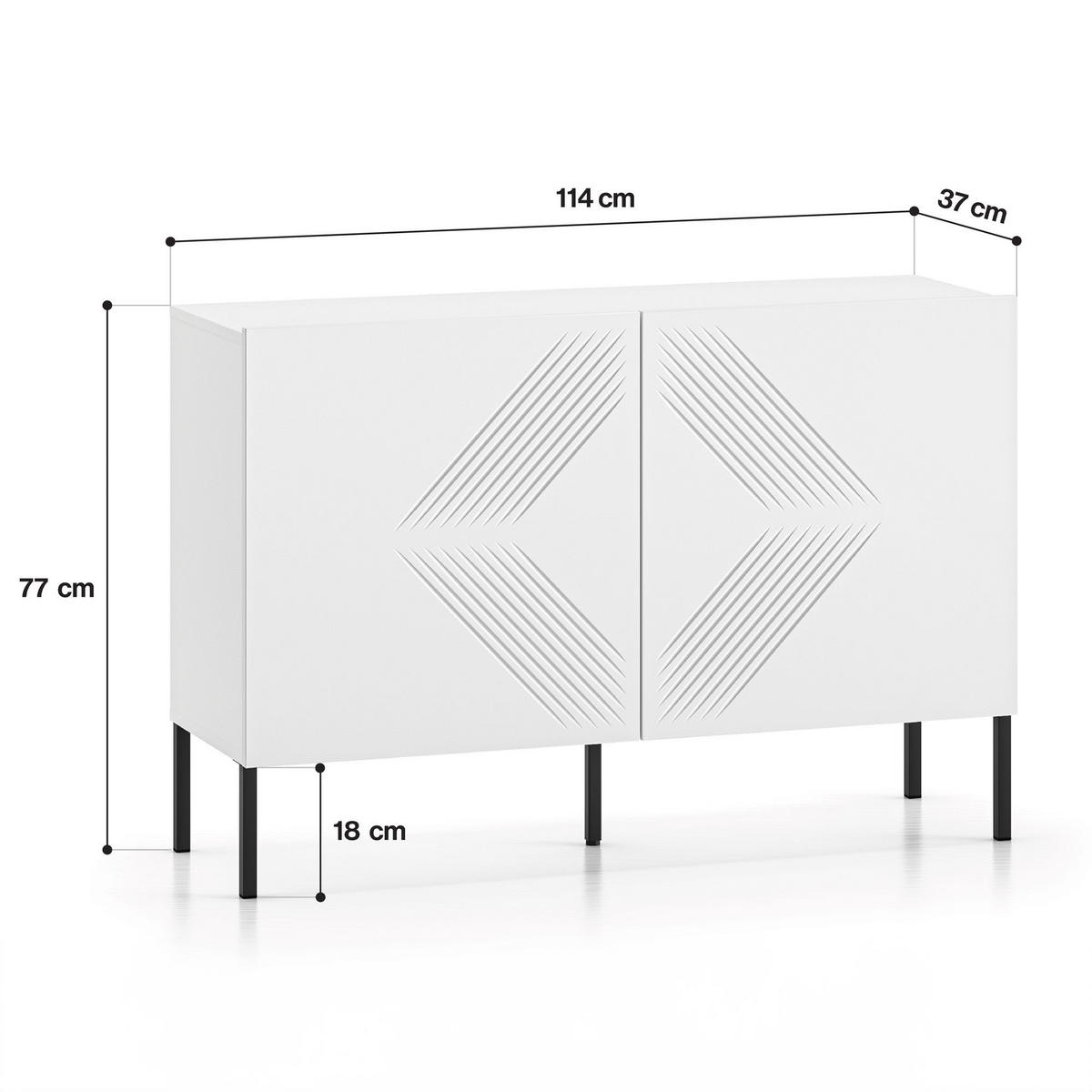 KOMMODE NEBRO,Weiß - Schwarz/Weiß, Holzwerkstoff (114/77/37cm) - KONSIMO®