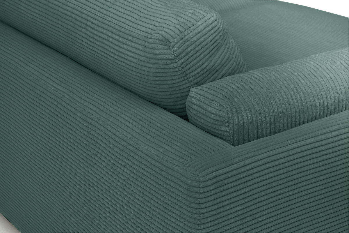 BIG SOFA RAINA Smaragdgrün Cord - Smaragdgrün/Schwarz, Kunststoff/Textil (254/85/150cm) - KAWOLA