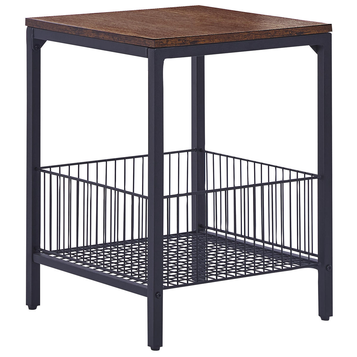 BEISTELLTISCH dunkler Holzfarbton/schwarz quadratisch 40/40 cm Kenner - Dunkelbraun/Schwarz, Holzwerkstoff (40/40/55cm) - Beliani