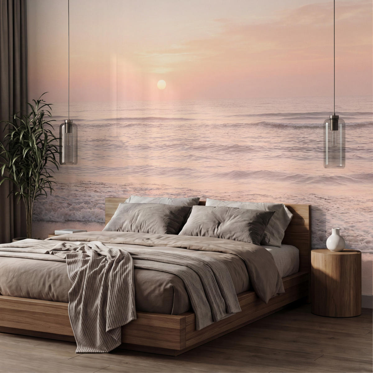 TAPETE - Sonne - Strand - Rosa - 400x240 cm - Hellrosa, Papier (400/240cm) - OnlyWow