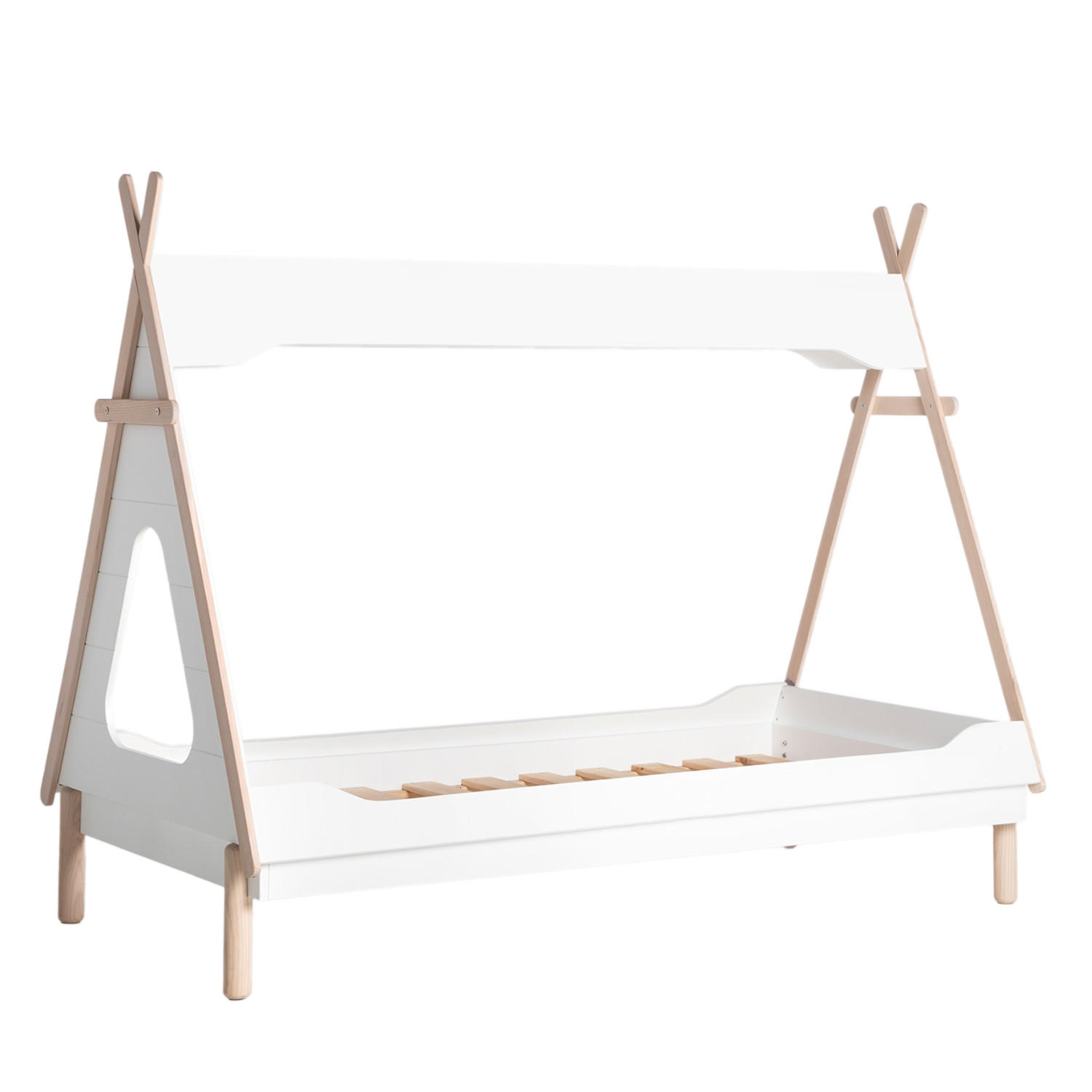 KINDERBETT Nuna Weiß 203 cm x 164 cm - Weiß, Holzwerkstoff