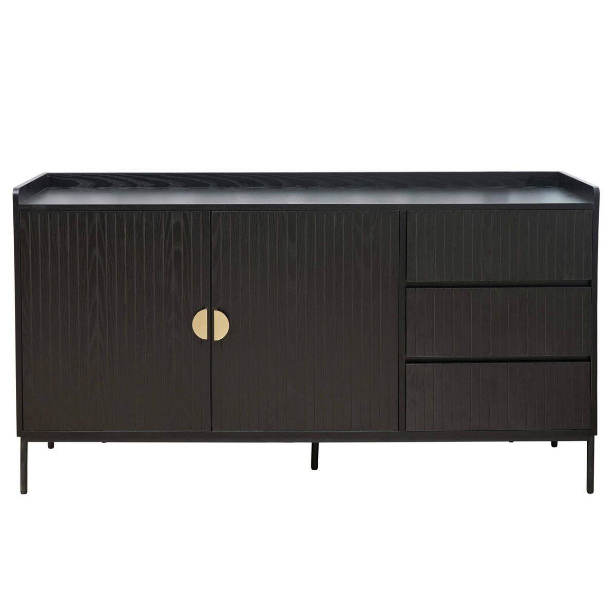 SIDEBOARD, Schwarz - Schwarz, Holz (40/80/150cm) - Oviala